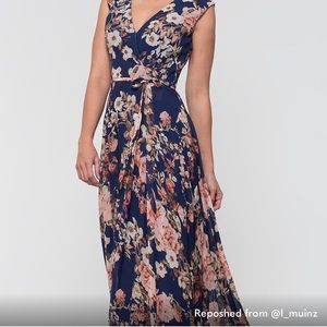 Kleinfeld long navy floral dress size 14